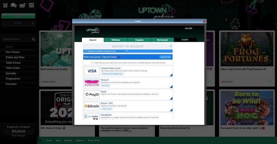 uptown pokies signup