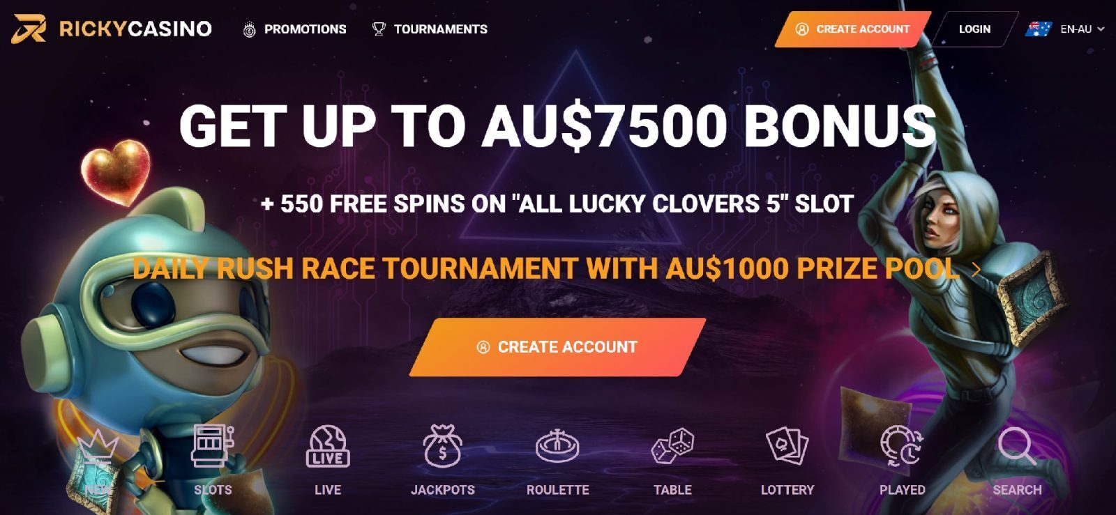 Rickycasino welcome bonus