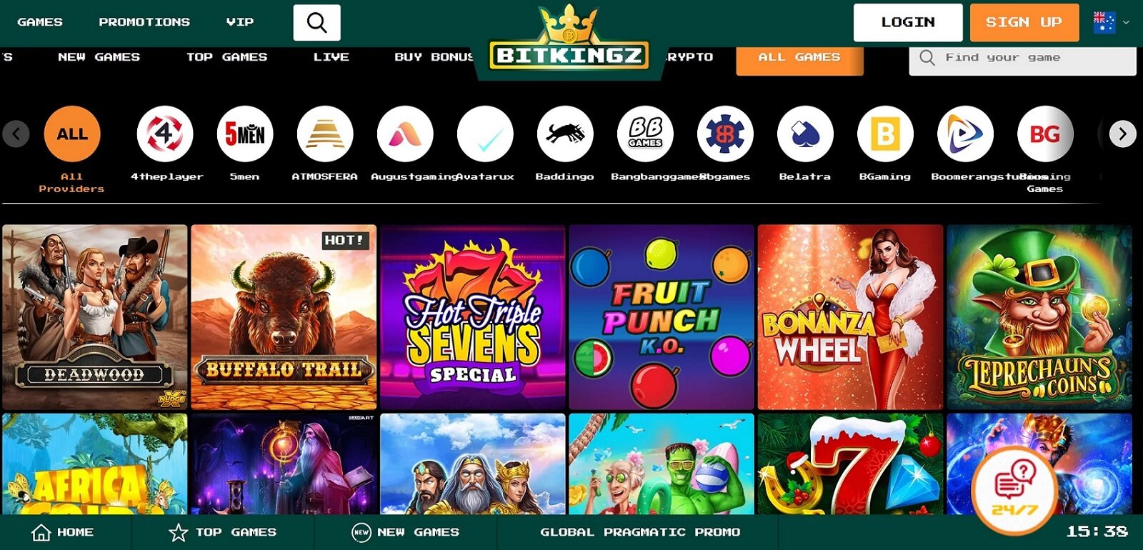 Bitkingz Casino games lobby